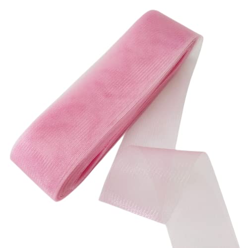 Abbaoww 50 Yards 7,6 cm weiches Rosshaar-Zopf für Polyester, Knochen, Nähen, Hochzeitskleid, Tanzkleid, Kleider, Zubehör (hellrosa) von Abbaoww