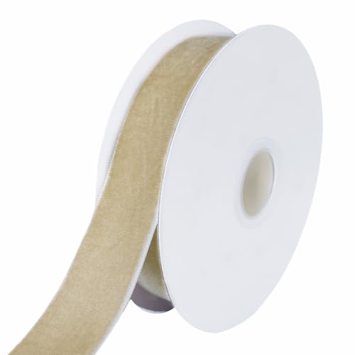 Abbaoww 9,1 m Kamel-Samtband, 2,5 cm, einseitiges Samtband für Weihnachtskranz, Dekoration, Geschenkverpackung, DIY-Projekt, Schleifenherstellung (Kamel, 2,5 cm) von Abbaoww