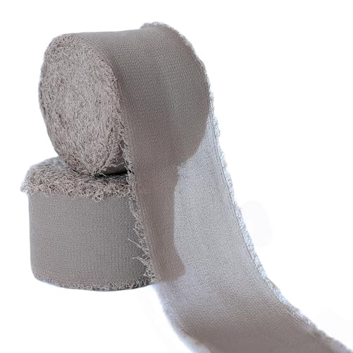 Abbaoww Braunes Chiffonband, 3,8 cm x 20 m, handgefertigtes Fransen-Chiffon-Seidenband für Hochzeitseinladungen, Brautsträuße, Geschenkverpackungen, Bastelarbeiten, Heimdekoration (Braun, 3,8 cm) von Abbaoww