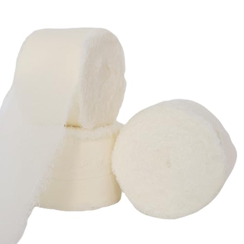 Abbaoww Chiffonband, handgefertigt, Fransen, Chiffon, Seidenband für Hochzeitseinladungen, Brautsträuße, Geschenkverpackungen, Bastelarbeiten, Heimdekoration, elfenbeinfarben, 3,8 cm x 27,7 m Abbaoww Chiffonband, handgefertigt, Fransen, Chiffon, Seidenband für Hochzeitseinladungen, Brautsträuße, Geschenkverpackungen, Bastelarbeiten, Heimdekoration, elfenbeinfarben, 3,8 cm x 27,7 m von Abbaoww