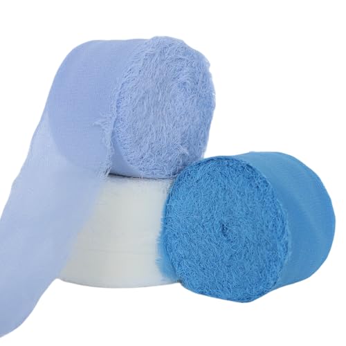 Abbaoww Chiffonband mit Fransen für Hochzeitseinladungen, Brautsträuße, Geschenkverpackungen, Basteln, Heimdekoration, 3,1 cm x 27,7 m, Blau / Weiß Abbaoww Chiffonband mit Fransen für Hochzeitseinladungen, Brautsträuße, Geschenkverpackungen, Basteln, Heimdekoration, 3,1 cm x 27,7 m, Blau / Weiß von Abbaoww