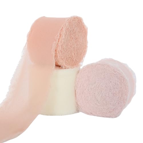 Abbaoww Chiffonband mit Fransen für Hochzeitseinladungen, Brautsträuße, Geschenkverpackungen, Basteln, Heimdekoration, 3,8 cm x 27,7 m, Rosa / Elfenbein Abbaoww Chiffonband mit Fransen für Hochzeitseinladungen, Brautsträuße, Geschenkverpackungen, Basteln, Heimdekoration, 3,8 cm x 27,7 m, Rosa / Elfenbein von Abbaoww