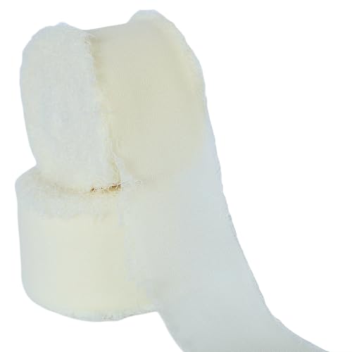 Abbaoww Cremefarbenes Chiffonband, 3,8 cm x 20 m, handgefertigtes Fransen-Chiffon-Seidenband für Hochzeitseinladungen, Brautsträuße, Geschenkverpackungen, Bastelarbeiten, Heimdekoration (cremefarben Abbaoww Cremefarbenes Chiffonband, 3,8 cm x 20 m, handgefertigtes Fransen-Chiffon-Seidenband für Hochzeitseinladungen, Brautsträuße, Geschenkverpackungen, Bastelarbeiten, Heimdekoration (cremefarben von Abbaoww