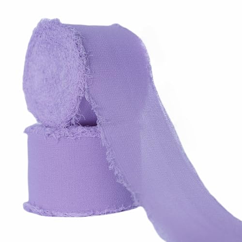 Abbaoww Lavendel-Chiffonband, 3,8 cm x 20 m, handgefertigtes Fransen-Chiffon-Seidenband für Hochzeitseinladungen, Brautsträuße, Geschenkverpackungen, Bastelarbeiten, Heimdekoration (Lavendel, 3,8 cm) Abbaoww Lavendel-Chiffonband, 3,8 cm x 20 m, handgefertigtes Fransen-Chiffon-Seidenband für Hochzeitseinladungen, Brautsträuße, Geschenkverpackungen, Bastelarbeiten, Heimdekoration (Lavendel, 3,8 cm) von Abbaoww