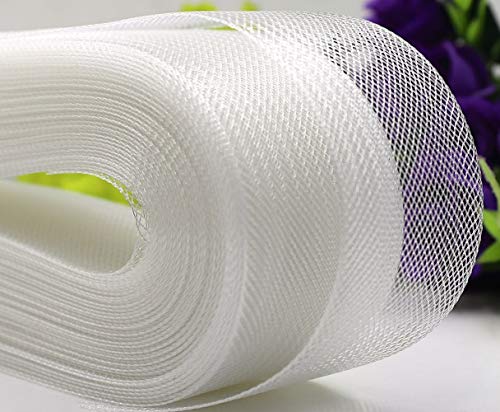 Abbaoww 45,7 m steifer Rosshaar-Zopf, 1,27 cm, für Polyester, Nähen, Hochzeitskleid, Tanzkleider, Kleid, Formung, Besatz, Zubehör, Weiß von Abbaoww