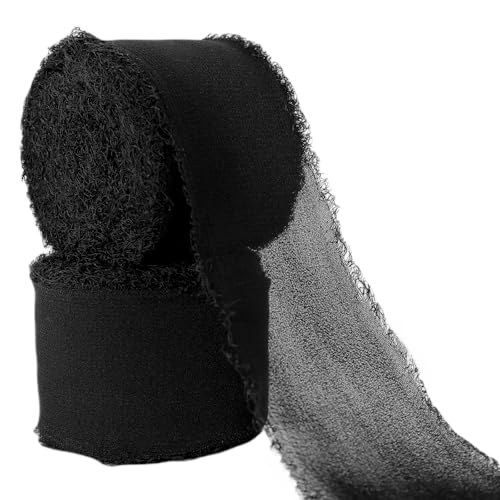 Abbaoww Schwarzes Chiffonband, 3,8 cm x 20 m, handgefertigtes Fransen-Chiffon-Seidenband für Hochzeitseinladungen, Brautsträuße, Geschenkverpackungen, Bastelarbeiten, Heimdekoration (Schwarz, 3,8 cm) Abbaoww Schwarzes Chiffonband, 3,8 cm x 20 m, handgefertigtes Fransen-Chiffon-Seidenband für Hochzeitseinladungen, Brautsträuße, Geschenkverpackungen, Bastelarbeiten, Heimdekoration (Schwarz, 3,8 cm) von Abbaoww