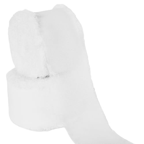 Abbaoww Weißes Chiffonband, 3,8 cm x 20 m, handgefertigtes Fransen-Chiffon-Seidenband für Hochzeitseinladungen, Brautsträuße, Geschenkverpackungen, Bastelarbeiten, Heimdekoration (weiß, 3,8 cm) von Abbaoww