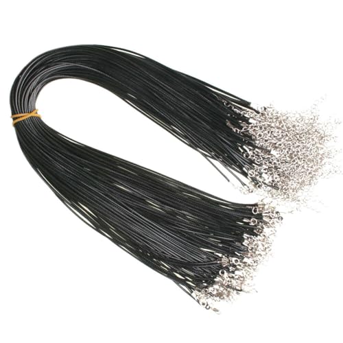 Abbdbd 10 Stück Schwarze Wachsschnur aus Kunstleder, Halskette, geflochtene Seilkette mit Karabinerverschluss für die Schmuckherstellung, 1,5 mm Abbdbd 10 Stück Schwarze Wachsschnur aus Kunstleder, Halskette, geflochtene Seilkette mit Karabinerverschluss für die Schmuckherstellung, 1,5 mm von Abbdbd