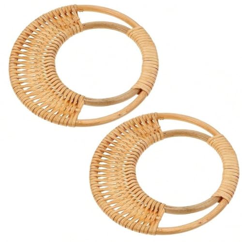Abbdbd 2er-Pack Rattan-taschengriffe Aus Gewebtem Holz, Runde Holzgriffe, Ersatz Für Handgefertigte - Und Handtaschengriffe, 17 cm von Abbdbd