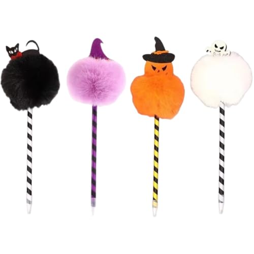 Abbdbd 4 Stück Halloween-stifte, Kürbis, Geist, Fledermaus, Hexenbeine, Stifte, Plüsch-bommel, Kugelschreiber, Neuartige Schreibstifte Für Schule, Büro, Partygeschenke Abbdbd 4 Stück Halloween-stifte, Kürbis, Geist, Fledermaus, Hexenbeine, Stifte, Plüsch-bommel, Kugelschreiber, Neuartige Schreibstifte Für Schule, Büro, Partygeschenke von Abbdbd