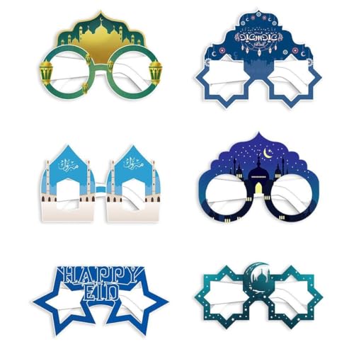 Abbdbd 6pcs Eid Mubarak Papierbrille Lustige Party Sonnenbrille Dekoration Kostüm Brillen Für Eid Mubarak Requisiten von Abbdbd
