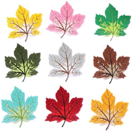 Abbdbd 9 Stück Bunte Ahornblätter, Stickerei, Aufbügler, Aufnäher, Und Herbstblatt-Applikationen Für Kleidung, Jacken, Kleid Abbdbd 9 Stück Bunte Ahornblätter, Stickerei, Aufbügler, Aufnäher, Und Herbstblatt-Applikationen Für Kleidung, Jacken, Kleid von Abbdbd