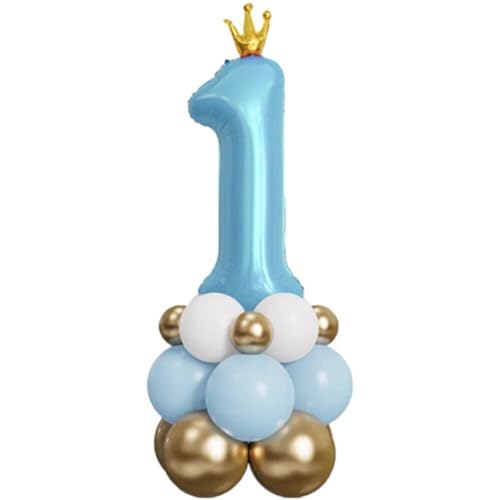 Nummer 1 Ballon, Blaue Kronenballons, Digitale Ballons, Stapel, Latex, 1. Geburtstag, Zahlenballon, Partydekoration von Abbdbd