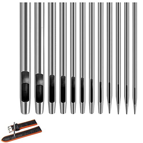 Abbto 2 Stück Werkzeug zum Durchbohren mit Kabel | 12 Stück Leder Hohllochwerkzeug, Lochstanzer-Set, Locher aus Leder für Uhrenarmbänder, Gürtel, Stoff und Dichtungen Abbto 2 Stück Werkzeug zum Durchbohren mit Kabel | 12 Stück Leder Hohllochwerkzeug, Lochstanzer-Set, Locher aus Leder für Uhrenarmbänder, Gürtel, Stoff und Dichtungen von Abbto