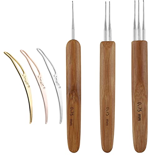 Abbto Häkelnadel für Dreadlocks, Dreadlock-Nadel-Set mit Bambusgriff 0,5/0,75 mm - Edelstahl-Hakennadeln zum Flechten Abbto Häkelnadel für Dreadlocks, Dreadlock-Nadel-Set mit Bambusgriff 0,5/0,75 mm - Edelstahl-Hakennadeln zum Flechten von Abbto