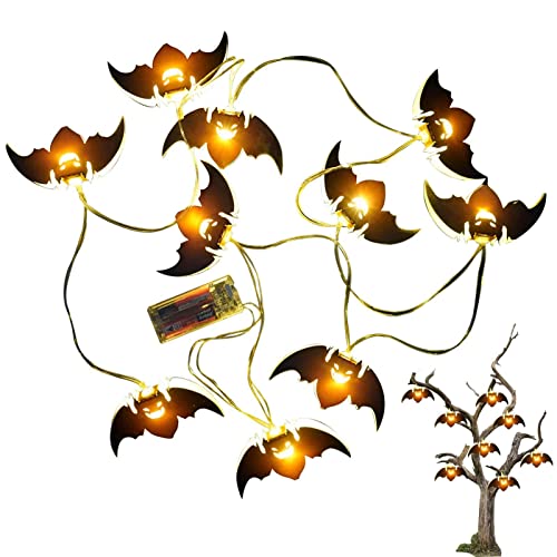 Abbto Halloween-LED-Lichter - 2 m LED String Lights Dekoration für Fledermaus Halloween Kürbis Hexe - batteriebetriebene Lichter Zubehör für Girlanden Dekoration für Partys Abbto Halloween-LED-Lichter - 2 m LED String Lights Dekoration für Fledermaus Halloween Kürbis Hexe - batteriebetriebene Lichter Zubehör für Girlanden Dekoration für Partys von Abbto