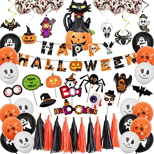 Abbto Halloween-Luftballon-Set | Halloween-Dekorationen, Latexballons für Partys und Foto-Requisiten mit Quaste für Halloween-Partys Abbto Halloween-Luftballon-Set | Halloween-Dekorationen, Latexballons für Partys und Foto-Requisiten mit Quaste für Halloween-Partys von Abbto