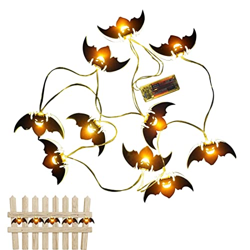 Abbto LED-Lichterkette für Halloween, 2 m, Fledermaus-Dekoration, Halloween-Kürbis, beleuchtete Halloween-Dekoration, batteriebetrieben, für den Innenbereich von Abbto