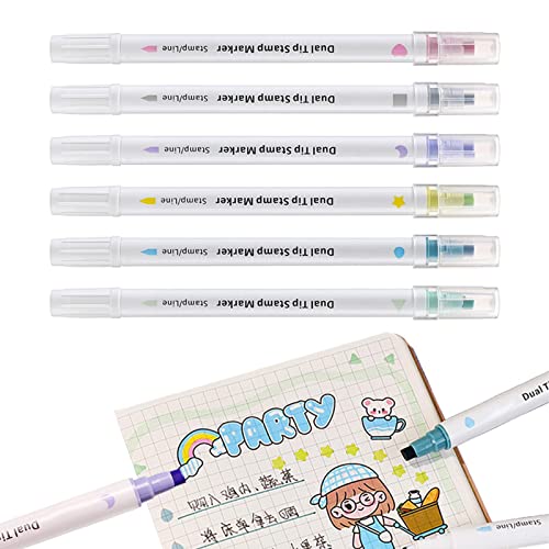 Abbto Set mit gebogenen Filzstiften, 6 Farben, mit gebogenen Flügeln, Marker, farbiger Textmarker zum Schreiben von Zeichnungen, Herz/Blume/Kurve/gepunktete Linie/Stange Abbto Set mit gebogenen Filzstiften, 6 Farben, mit gebogenen Flügeln, Marker, farbiger Textmarker zum Schreiben von Zeichnungen, Herz/Blume/Kurve/gepunktete Linie/Stange von Abbto