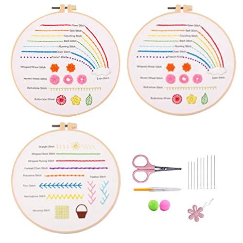 Abbto Stickanfänger-Set | Stickset für Erwachsene, Häkelset mit Stickgarn, Stickrahmen und Werkzeugen, Bastelset für Kunst und Handwerk Nadel-Set für Erwachsene mit Schemata von Abbto