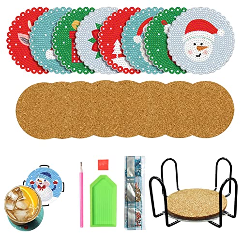 Abbto Untersetzer für Diamantmalerei zum Selbermachen, Weihnachtsdiamantgemälde, Cork Mat Diamond Art Paintings mit Edelstein für Kinder, Anfänger, Malerei, Supplies von Abbto