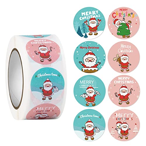 Abbto Weihnachtsaufkleber für Umschlag - 500 Stück niedliche Umschlagsiegelaufkleber mit Weihnachtsmann, Weihnachtsmütze, Rentier - Einfach zu bedienen, langlebige Etiketten für Weihnachtskarten von Abbto