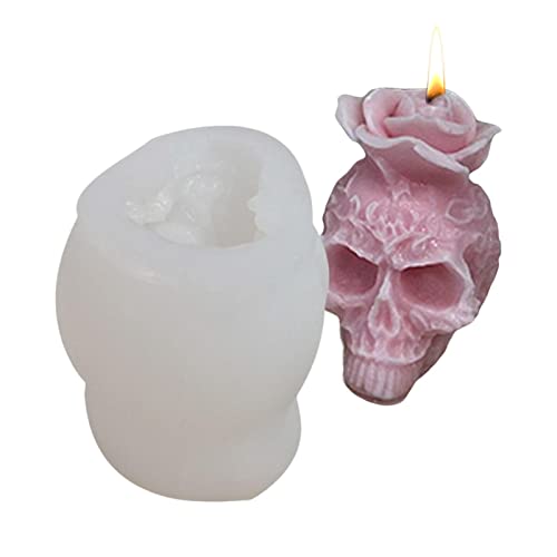 Silikonform mit Totenkopf, Rosa, Silikonform aus Kunstharz, Skelettkopf für Halloween, Partyzubehör, Herstellung von Kerzenseife, Silikonformen Abbto von Abbto