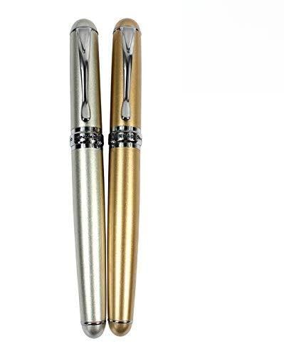 2 Stücke 750 Roller Kugelschreiber, Jinhao Feinfederball Kugelschreiber Set, Silber Clip, Feste Farben (Silber und Gold) von Abcsea