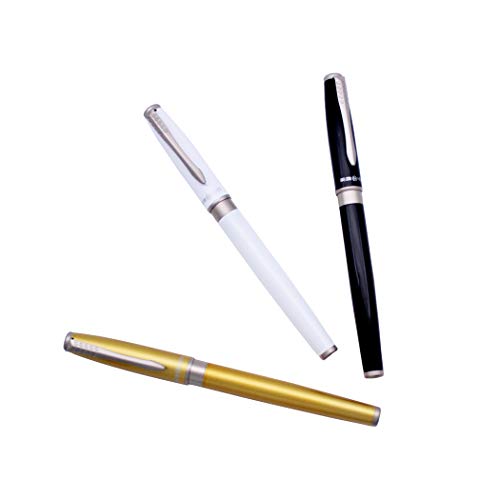 Abcsea 3 Stück HERO Extra Feine Nib Füllfederhalter Set, Business Pen, Schwarz, Weiß und Gelb von Abcsea
