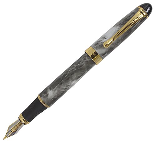 Abcsea Klassischer Stil Mittelfeder Füllfederhalter Goldbesatz - Grau-weiß Abcsea Klassischer Stil Mittelfeder Füllfederhalter Goldbesatz - Grau-weiß von Abcsea
