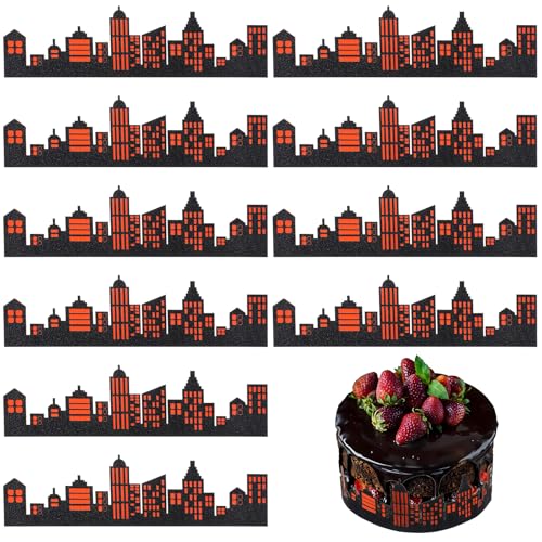 10 Pieces City Cake Border Decoration Scenic Theme Cake Side Border Stick On or Lay On Building City Backdrop Decor Accessories for Cakes, Desserts von Abeillo