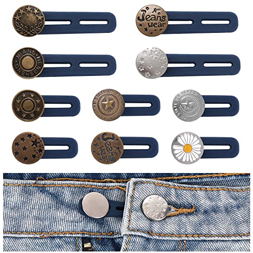 10 Stück Hosenbunderweiterung Knopf, Hosen Expander Button, Taille Extender Knopf, Metall Hosenknopf Verlängerung Buttons für Jeans Hosen, Hosenerweiterung Schwangerschaft von Abeillo