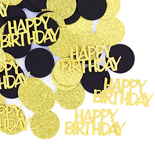100 Stück Geburtstag Konfetti Happy Birthday Tischdeko Gold Schwarz Glitzer Confetti Geburtstagskonfetti Streudeko Tischkonfetti für Geburtstag Party Supplies von Abeillo