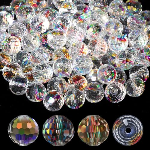 100 Stück Große Glasperlen Zum Auffädeln,10 mm Runde Facettierte Glasperlen, Bunte AB-Farbe Facettierte Perlen,Glasperlen für Armbänder,DIY Schmuckherstellung Armbänder Halskette Handwerk 100 Stück Große Glasperlen Zum Auffädeln,10 mm Runde Facettierte Glasperlen, Bunte AB-Farbe Facettierte Perlen,Glasperlen für Armbänder,DIY Schmuckherstellung Armbänder Halskette Handwerk von Abeillo