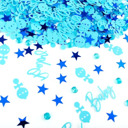 1000 Stück Babyparty-Konfetti – Babyparty-Dekorationen für Jungen, Tischstreu-Konfetti, blaue Streusel, Dekor-Konfetti für Babyparty, Geschlechtsoffenbarung, Partyzubehör (blauer Schnuller) von Abeillo