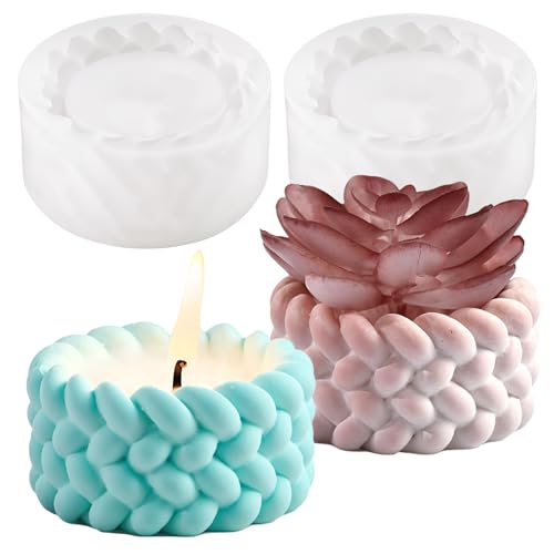 2 Stück Silikonform Kerzenhalter,Rund Kreativität Gießformen,Kerzenhalter Silikonformen Teelichthalter Formen Beton für Kerzen & Blumentöpfe DIY Heimdekoration von Abeillo