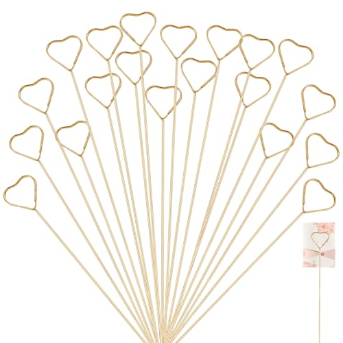 20 Stück Blumen-Kartenhalter, Metall-Plektren, goldfarben, Geschenkkartenhalter, Zahlenhalter, Foto-Clips, Notizbild, Display-Plektren für Hochzeit, Party, Blumenstrauß, DIY Handwerk (30,5 cm) von Abeillo