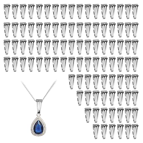 200 Stück Anhänger Verschlüsse Edelstahl Pinch Clip Bails Halskette Charms Kettenverschluss Clips, Clasps Kette Verbinder für Halskette Anhänger Schmuck DIY Handwerk, Silber (8,5 x 4 mm) von Abeillo