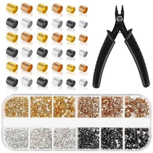 2200 Stück Quetschperlen, 1,5mm/2mm/2,5mm Quetschröhrchen mit Quetschzange, Tube Crimp Perlen, Crimpperlen die Schmuckherstellung für DIY Ohrringe, Halsketten, Armbänder, Schmuckherstellungszubehör 2200 Stück Quetschperlen, 1,5mm/2mm/2,5mm Quetschröhrchen mit Quetschzange, Tube Crimp Perlen, Crimpperlen die Schmuckherstellung für DIY Ohrringe, Halsketten, Armbänder, Schmuckherstellungszubehör von Abeillo