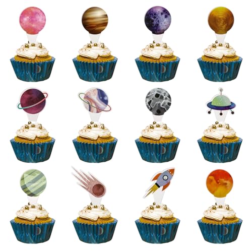 Abeillo Cupcake Deko 24 Stück, Cupcake Topper Weltraum Rakete Galaxie Universum Planeten Thema, Kuchendekoration Raum Raketen Sterne, Kinder Geburtstag Party Torte Deko Supplies,Kuchendeko Abeillo Cupcake Deko 24 Stück, Cupcake Topper Weltraum Rakete Galaxie Universum Planeten Thema, Kuchendekoration Raum Raketen Sterne, Kinder Geburtstag Party Torte Deko Supplies,Kuchendeko von Abeillo