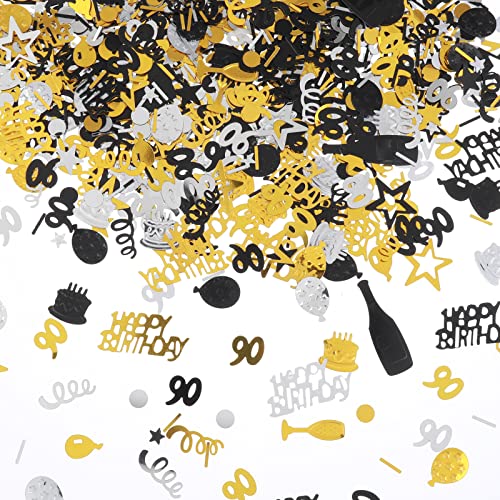 3000 Stück Geburtstag Konfetti Zahl 90 Glitzer Konfetti Geburtstagstorte Konfetti Tischkonfetti Schwarz Gold und Silber Party Dekorationen Supplies für Geburtstag, Jahrestag (90. Stil) von Abeillo