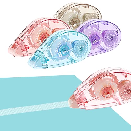 4 Stück Kleberoller,32m Fotokleber Doppelseitig Selbstklebend,Transparentes Klebeband Fotokleber Roller,Kleberoller Maus für Schule Büro,Scrapbook Fotos Zubehör(8m x 8mm) von Abeillo