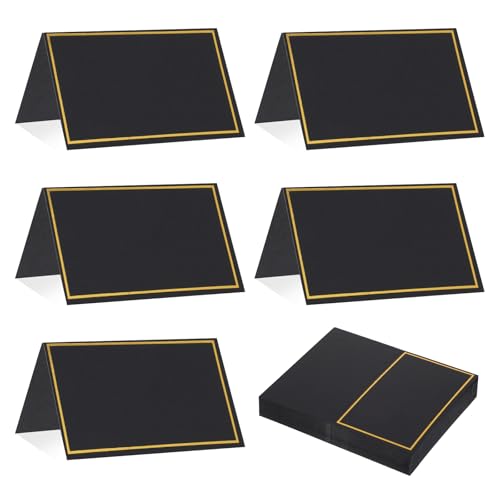 50 Stück Tischkarten,Blanko Namensschilder Hochzeit,Platzkarten mit Goldfolienrand Namensschilder,Tischkarten Geburtstag für Hochzeit,Festival,Party,Taufe(Schwarz) von Abeillo