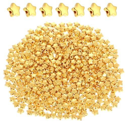 500 Stück Stern Perlen 6 mm Sternförmige Abstandsperlen Perlen Sterne Acryl Sternform Perlen für Armbänder, Stern Abstandsperlen SternCharms für DIY Schmuckherstellung Basteln von Abeillo