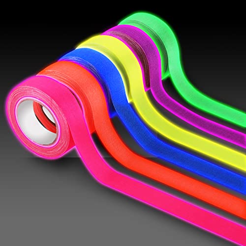 6 Rollen Neon Klebeband, UV Schwarzlicht Klebebänder, 5m x15mm Fluoreszierendes Gaffer Tape 6 Farben Fluorescent Leuchtband Reflektierend Bänder für Partydeko Halloween Handwerk Weihnachtsdeko von Abeillo