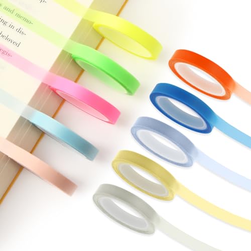 Abeillo 10 Rollen Textmarker-Bänder, 6 mm x 5 m, farbiges, transparentes Klebeband, fluoreszierende Markierungsaufkleber, entfernbare Textmarker, Marker zum Lesen und Notizen (Mehrfarbig) Abeillo 10 Rollen Textmarker-Bänder, 6 mm x 5 m, farbiges, transparentes Klebeband, fluoreszierende Markierungsaufkleber, entfernbare Textmarker, Marker zum Lesen und Notizen (Mehrfarbig) von Abeillo