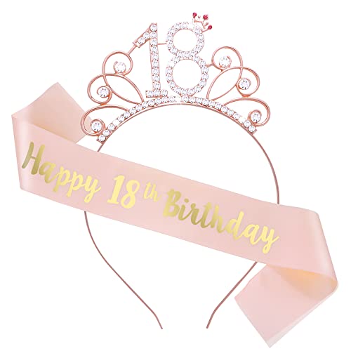 Abeillo 18 Geburtstag Mädchen, Geburtstagkrone Schärpe Strass Tiara, Geburtstag Krone und Schärpe, 18. Geburtstag Geschenke für Geburtstag Geschenk, Mädchen Geburtstag Party Deko von Abeillo