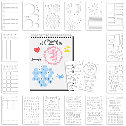 Abeillo 18 Stück Journal Schablonen Tagebuch Stencils Set, Kunststoff Plan Schablonen Wiederverwendbares DIY Malerei Vorlage für Tagebuch, Scrapbook, DIY Geschenkkarten, Fotoalbum - 10 x 18cm Abeillo 18 Stück Journal Schablonen Tagebuch Stencils Set, Kunststoff Plan Schablonen Wiederverwendbares DIY Malerei Vorlage für Tagebuch, Scrapbook, DIY Geschenkkarten, Fotoalbum - 10 x 18cm von Abeillo
