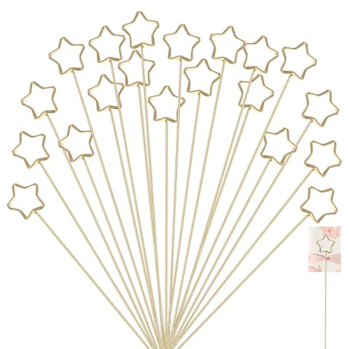 Abeillo 20 Stück Blumen-Kartenhalter, Metall-Plektren, goldfarben, Geschenkkartenhalter, Zahlenhalter, Foto-Clips, Notizbild, Displayhalter für Hochzeit, Party, Blumenstrauß, DIY Handwerk (30,5 cm) von Abeillo