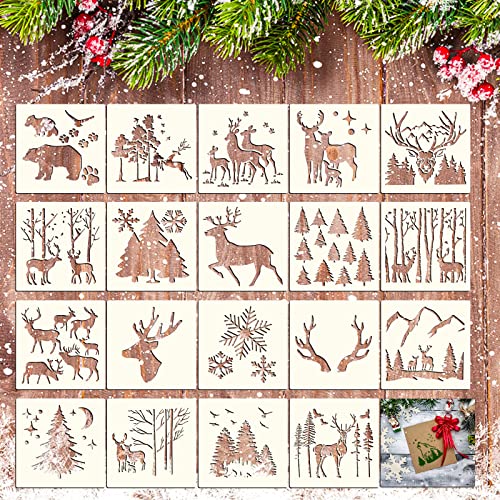 Abeillo 20 Stück Hirsch Schablonen, 15 x 15 cm Kunststoff Malschablonen Elch Wald Schneeflocken Stencil Weihnachten Zeichenschablonen, Wiederverwendbare Vorlagen für DIY Weihnachtskarte Scrapbooking Abeillo 20 Stück Hirsch Schablonen, 15 x 15 cm Kunststoff Malschablonen Elch Wald Schneeflocken Stencil Weihnachten Zeichenschablonen, Wiederverwendbare Vorlagen für DIY Weihnachtskarte Scrapbooking von Abeillo